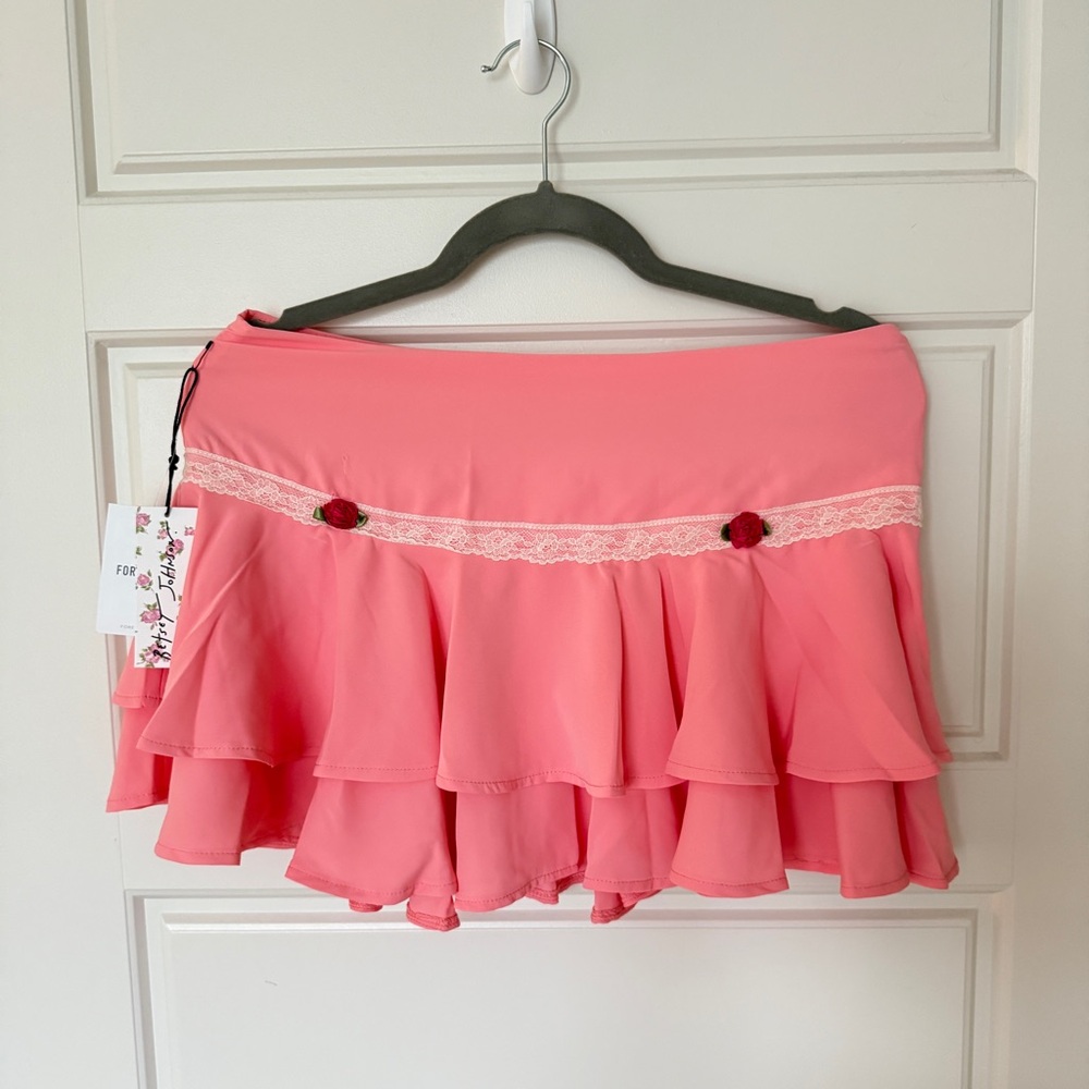 NWT Betsey Johnson x f21 Rosette Cami Mini Skirt Set sz M coquette balletcore - Picture 9 of 10